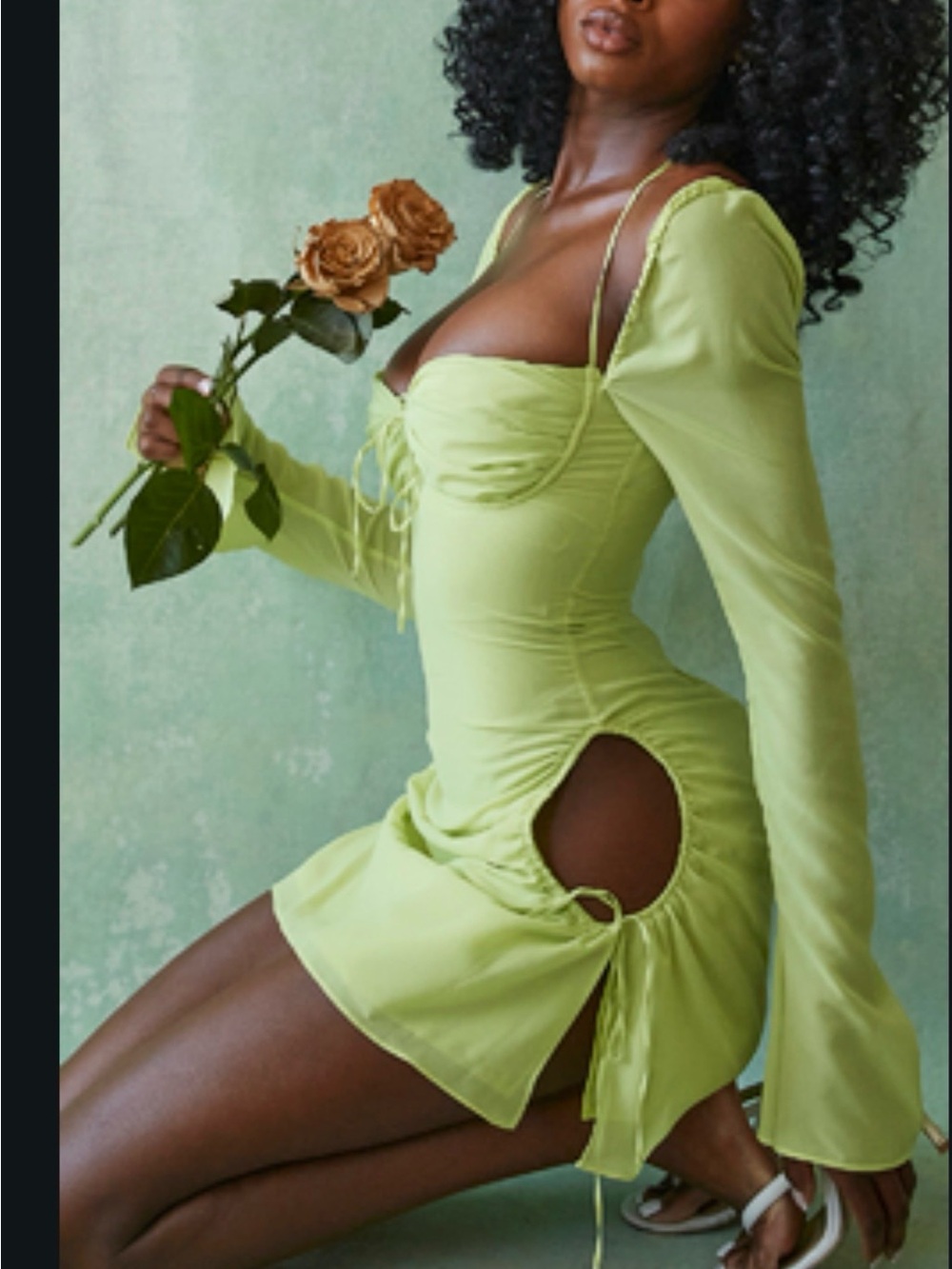 House of CB Lime Green Mini Dress with Side Cut-Outs